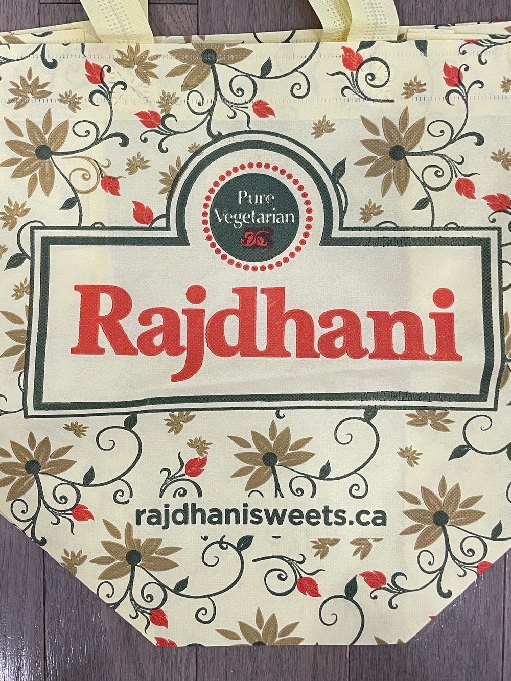 FREE WITH ANY PURCHASE. Rajdhani Cream Floral Reusable Tote Bag